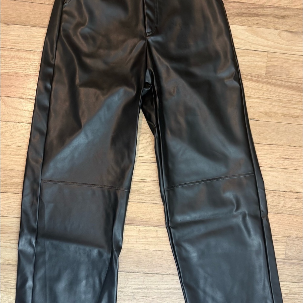 SHEIN Black Faux Leather Trousers